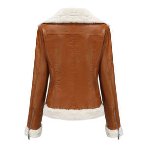 New Arrival Outdoor Use Women Real <b>Leather</b> Biker Jacket Slim Fit Zipper Motorcycle <b>Coat</b> Streetwear Wholesale Jacket <b>With</b> <b>fur</b> - Product Image 2