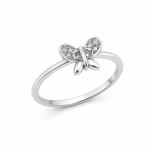 <b>925</b> Sterling <b>Silver</b> Women's Butterfly <b>Ring</b> <b>with</b> Cubic Zirconia Cute Minimalist Nature Inspired High Polish Finish Daily Wear Wed - Product Image 2
