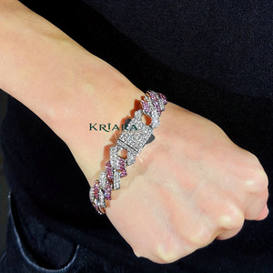 สร้อยข้อมือโซ่ทอง S925 ประดับโมอิสซาไนต์ทรงกลมเจียระไนแบบเหลี่ยม ดีไซน์เรขาคณิต ประดับเพชรแบบไมโครเพฟ เครื่องประดับหรูหราสำหรับทุกเพศ - Product Image 3