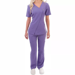 Unisex Nursing <b>Scrubs</b> Sets Women's Short Sleeve Winter Medical Uniforms Spandex Polyester Fabric for Hospitals - Product Image 4
