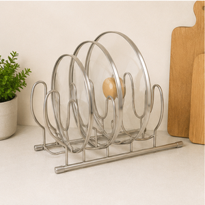 Trending Stainless Steel Kitchen <b>Pot</b> Lid Organizer Pan Rack for Cabinet Storage & Countertop Plate <b>Holder</b> & Bakeware Rack - Product Image 2
