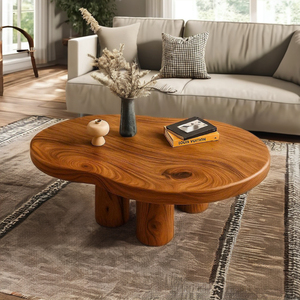 Mesa de Centro Moderna para Sala de Estar, Mesa de Centro de Madera Maciza, Hecha a Mano, Decoración de Madera Natural Real, Diseño Único - Product Image 4