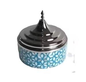 Recipiente para Calentar Comida Estilo Árabe de Acero Inoxidable con Base Decorativa, Calentador de Comida Redondo para Buffet para Catering - Product Image 1