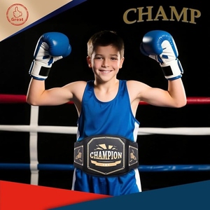 Ceinture de champion de lutte personnalisée haut de gamme, ceinture de championnat de boxe MMA, sangle en cuir, plaques métalliques dorées, fabrication de logo OEM - Product Image 2