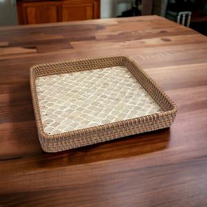 Plateau de service Art Déco multicolore fait main en rotin naturel, plateau décoratif tissé pour la décoration intérieure à un prix abordable - Product Image 5