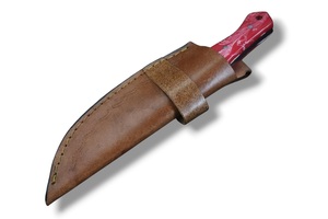 Handmade High Carbon Steel <b>Etching</b> Art Knife with Resin Handle & Leather Sheath Wholesale OEM Fixed Blade Outdoor Knife - Product Image 3
