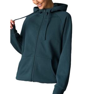 Sweat à capuche zippé pour femme avec logo personnalisé sur le devant, en molleton français, coupe ample et oversize, pour le sport, la gym, le streetwear, 100% coton - Product Image 1