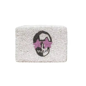 Seed Beaded Double Strawberry Fruit Eco-Friendly Handmade Mini <b>Coin</b> Purse Small Saving Pouch for Carry Key Card <b>Case</b> Makeup - Product Image 2