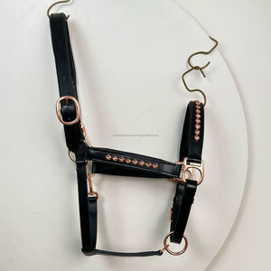 Nouveau licou de course de chevaux en cuir véritable de luxe avec matériel en or rose et accents de cristal réglable équipement de pointe durable et élégant - Product Image 4