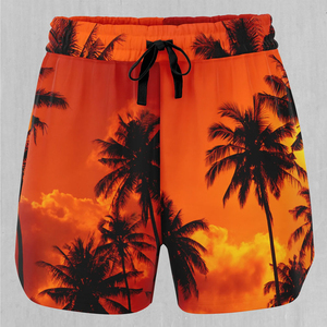 Shorts Deportivos de Cintura Alta con Estampado de Hongos para Mujer, Tejidos en Poliéster con Sublimación, Ribete de Encaje, Secado Rápido - Product Image 1