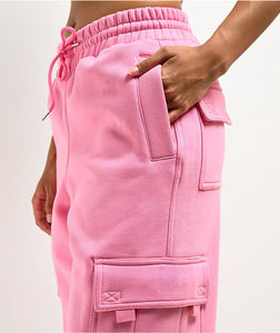 Pantalon de survêtement rose ample pour femme avec 6 poches, style streetwear, taille haute avec cordon de serrage, coupe baggy, pour filles - Product Image 4