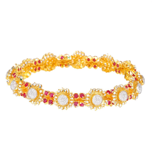 Gold Plated Meenakari <b>Bangles</b> <b>Set</b> Crystal Stone Imitation Pearl Featuring Zircon Ruby Stones for Bridal 10575604BLU_2.6 - Product Image 2