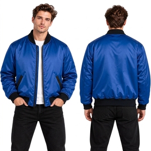 Blouson Bomber Homme Grande Taille en Satin de Soie Marron Foncé Uni, Tissu Lisse, Bordure Élastique, Coupe-Vent - Product Image 5