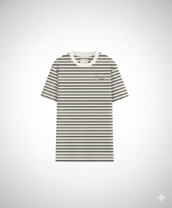 Camiseta de Manga Corta para Hombre, 100% Algodón, Diseño Jacquard Entrelazado, Corte Ajustado, Estampado a Rayas, Transpirable, Ecológica, Vietnam - Product Image 1