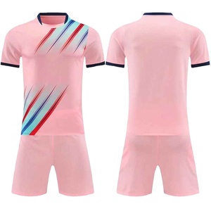 Conjunto de Camiseta de Fútbol Rosa para Hombre, Manga Corta, Sublimada, a Rayas, de Poliéster que Absorbe la Humedad, Uniforme para Todas las Temporadas, Talla Adulto - Product Image 1