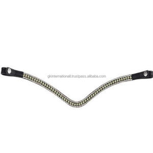 Bracelet de sourcils en cuir avec bouton de pression, 1 pièce, élégant, personnalisé, vert satiné et pierres scintillantes, pour cheval - Product Image 4