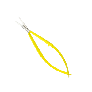 Tijeras Rectas Profesionales de Acero Inoxidable con Mango Recubierto en Amarillo para Extensión de Pestañas y Recorte de Cejas - Product Image 1