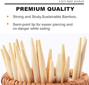 ไม้เสียบอาหารปลายแหลมทำจากไม้ไผ่ ผิวเรียบเนียน เหมาะสำหรับบาร์บีคิวและการเสิร์ฟอาหาร - Product Image 4