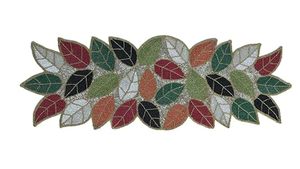 Camino de Mesa Bordado con Diseño de Hojas en Rojo, Verde, Dorado, Negro y Blanco para Decoración del Hogar - Product Image 2