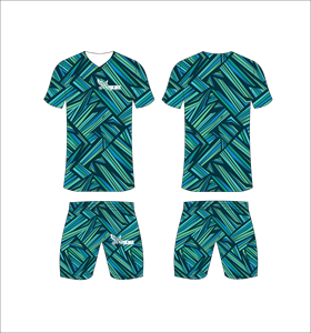 Conjunto de Uniforme de Fútbol Sublimado Personalizado, Patrón Abstracto Azul y Verde, Transpirable, de Secado Rápido, Camiseta de Fútbol para Hombre y Niño - Product Image 1