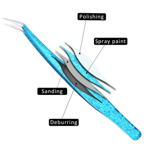 Ensemble de pinces à cils de précision, rose pailleté, or, bleu, acier inoxydable, pointe lisse, pour extensions de cils, avec logo personnalisé - Product Image 3