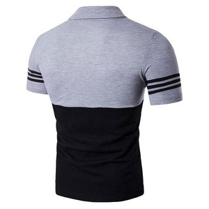 Polo à manches courtes pour homme, blanc et bleu marine, à blocs de couleurs, tricoté, décontracté, à rayures - Product Image 6