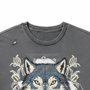 เสื้อยืดผู้ชายผ้าฝ้าย 100% สวมใส่สบายทุกวัน ลายปักแบบดิสเทรส ทรงโอเวอร์ไซส์ ระบายอากาศได้ดี แห้งเร็ว สไตล์สตรีทแวร์ - Product Image 2