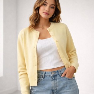 Pull en maille côtelée ajusté pour femme, col rond, basique, doux, extensible, manches longues, cardigan décontracté d'hiver pour femmes - Product Image 2