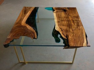 โต๊ะกาแฟเรซิ่นรูปทรงแม่น้ำ งานแฮนด์เมดรักษ์โลก สีและขนาดสั่งทำได้ วาดลายด้วยมือ รูปทรงธรรมชาติ งานฝีมือเหนือกาลเวลา - Product Image 4