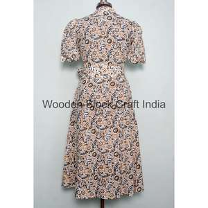 Vestido de Algodón Ecológico Hecho a Mano Estilo Bohemio Vintage con Detalle de Botones, Manga Corta, Silueta en A para Mujer, Casual de Oficina - Product Image 6