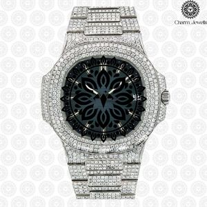 Montre de luxe Charm_Jewells en acier inoxydable, boîtier carré de 40 mm, accents de diamants, analogique, mécanique, montre de mode pour homme, 10 bars - Product Image 1