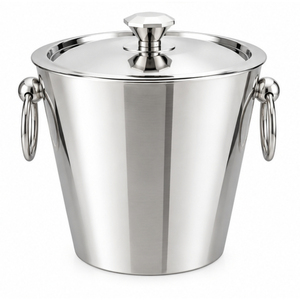 Seau à glace en acier inoxydable avec couvercle et pince, seaux à glace en métal à double paroi isolés pour le vin, le champagne, les fêtes et la maison - Product Image 1