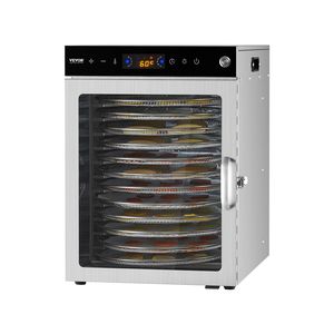Essiccatore Alimentare Elettrico Rotante da 800W con 12 Vassoi in Acciaio Inossidabile, Temperatura Regolabile e Timer 24 Ore per Alimenti - Product Image 1