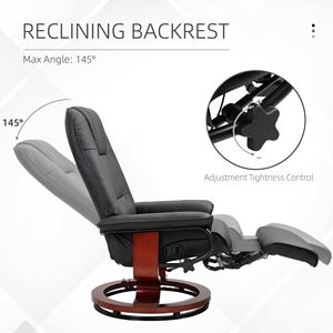 Poltrona Reclinabile Girevole in Ecopelle Nera con Poggiapiedi Regolabile per il Relax Femminile nel Soggiorno - Product Image 4