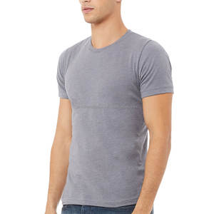 T-shirt pour homme en coton 100% respirant, imprimé numérique gris, personnalisé, uni, été, design personnalisé pour homme - Product Image 2