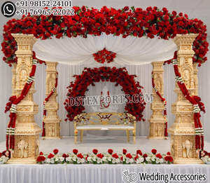 Mandap Triveni Redondo Sutil para Bodas Indias, Mandap de Tres Pilares Económico, Ideas de Mandap Tradicional de Fibra para Bodas en California - Product Image 2