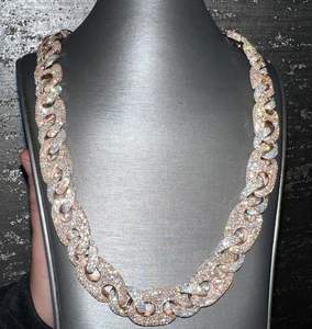 New Arrival Rose and White Cuban Link <b>Chains</b> 925 Silver Jewelry Hip Hop <b>Iced</b> <b>Out</b> Moissanite Cuban Necklace Fashion Jewelry - Product Image 2