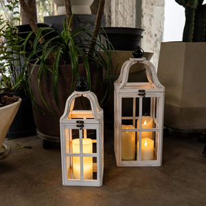 Farol de Madera Blanco Clásico Ecológico Personalizable con Vela para Decoración del Hogar, Bodas, Jardín y Patio - Product Image 3