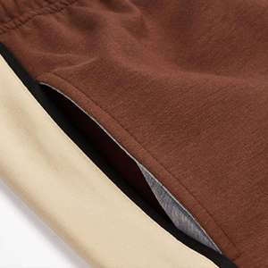 Ensemble de jogging décontracté marron à blocs de couleur, avec fermeture éclair intégrale, col montant, poches latérales, en polyester et coton respirant, pour l'automne - Product Image 6