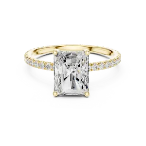 Anillo de Compromiso con Diamante Cultivado en Laboratorio Radiante, Oro Sólido de 18K, Banda Eternity con Pavé, Piedra Central de 2.5ct, Color E, Anillo de Novia con Laterales Redondos - Product Image 1
