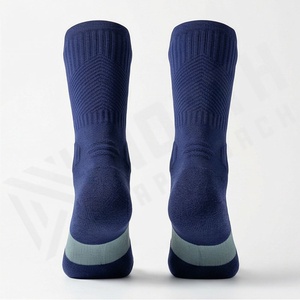 Crew <b>Socks</b> Solid Blue Breathable Polyester Spandex <b>Running</b> <b>Socks</b> for Adults Spring Season Athletic Wear - Product Image 2