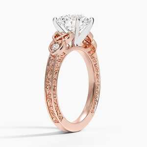 Anillo de Compromiso Aberdeen Celtic con Moissanita Certificada por GRA, Chapado en Oro de 14K, Diseño Geométrico Vintage y Engaste de Garras - Product Image 4