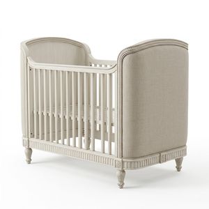 Cot <b>Nursery</b> white painted solid carved mahogany made in Indonesia custom WT778 - Product Image 1