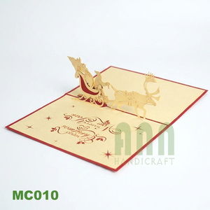 Cartes de vœux personnalisées en 3D avec impression de Père Noël, estampage à chaud doré, finition vernissage UV, papier 'Merci', souvenir de Noël - Product Image 1