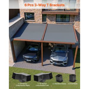 Kit Pergola 4x4 Pollici con Travi in Legno 3.5x3.5 Pollici e Staffe Inclinabili a 3 Vie (Confezione da 2) per 2 Pali con Trattamento Superficiale Verniciato - Product Image 3