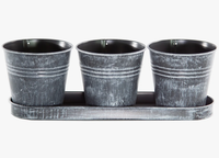 Pot Tanaman Jendela Galvanis dengan Baki & Set Drainase, 3 Buah Pot Tanaman Logam untuk Dapur & Penggunaan Luar Ruangan