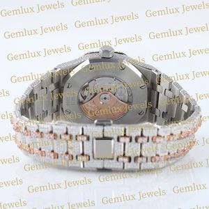 Nueva colección árabe Dial Auto Date Dos tonos Totalmente helado D VVS Moissanite Diamond Hip Hop Diamond Watch para hombres - Product Image 6