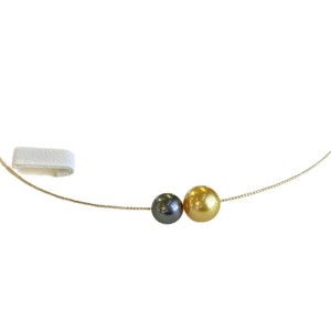 Collier de perles d'or réglable haut de gamme avec collier en or 18 carats importé, perle noire de Tahiti en eau de mer, perle de Nanyang, cadeau de luxe - Product Image 5
