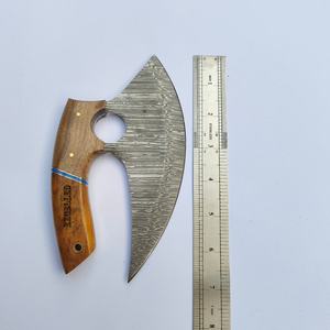 Cuchillo de chef Ullu hecho a mano de acero de Damasco, cuchillo de cocina Ullu con mango de madera y funda de cuero. - Product Image 6