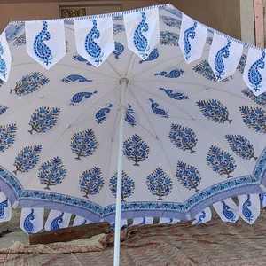 Sombrilla de Jardín Exclusiva Hecha a Mano con Estampado de Bloques, Diseño Bohemio, Protección Solar, de Algodón, Precio al por Mayor - Product Image 4